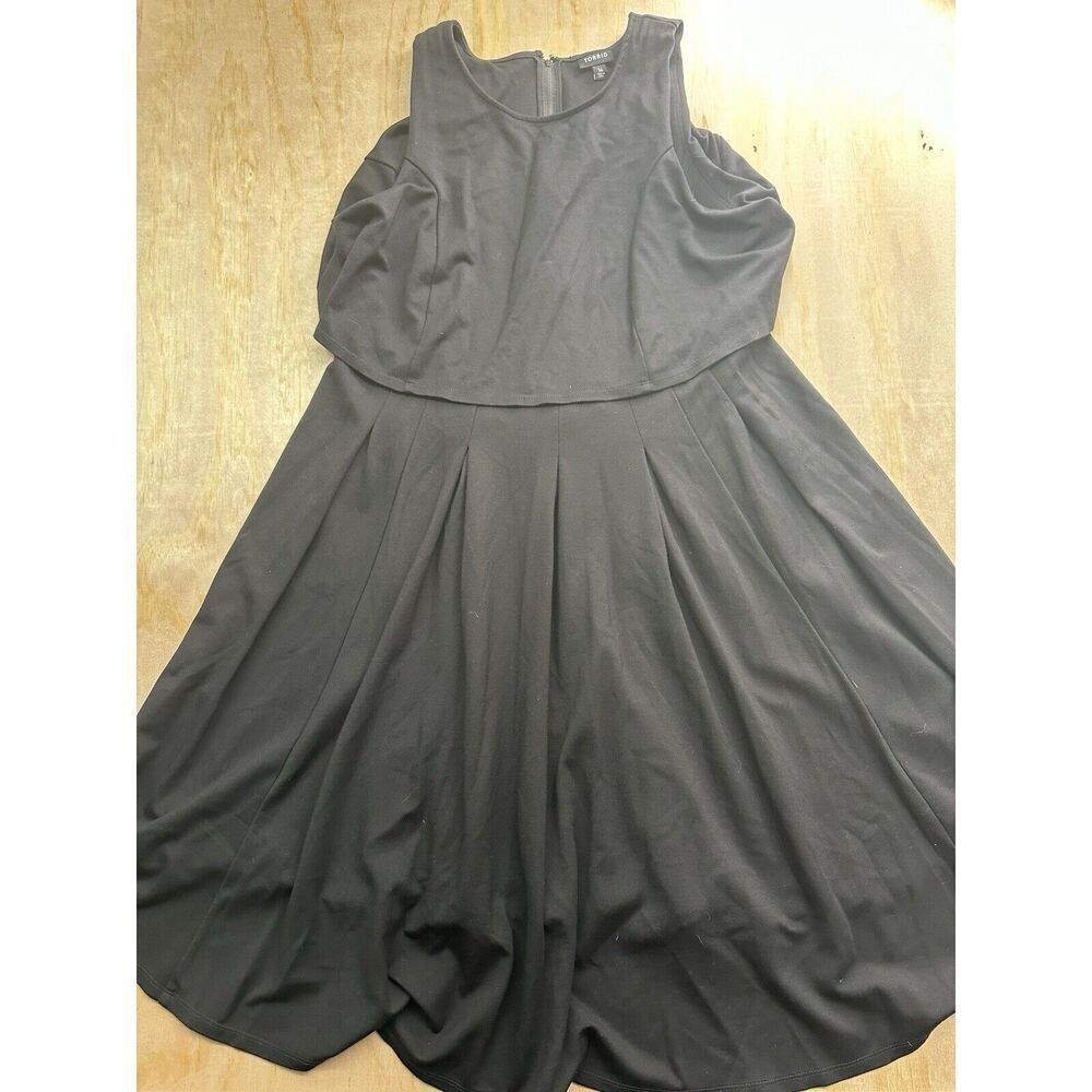 Torrid Womens Black Popover Sleeveless Pleated‎ Knit Dress Size 16 Mid-Length